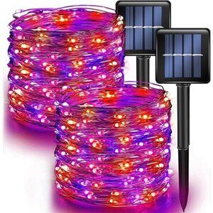 2 Pack Purple and Orange Fairy String Lights, Total 80FT 240LED
